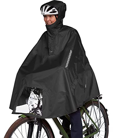 Tatonka Bike Poncho M - Wasserdichter Fahrrad-Poncho mit Kapuze, Sichtfenster für das Fahrradlicht, Reflektoren und Eingriffen für die Hände - Größe M (black)