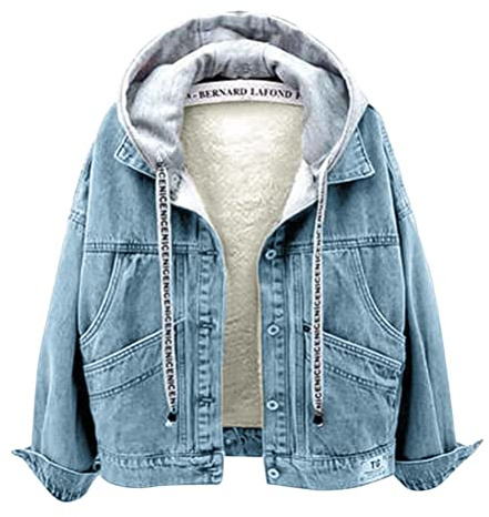 Osheoiso Moda Giacca Casual Donna Jacket Corduroy Giacca in Denim Elegante Giacca da Donna a Maniche Lunghe Giacca da Ufficio Cappotto A Blu L