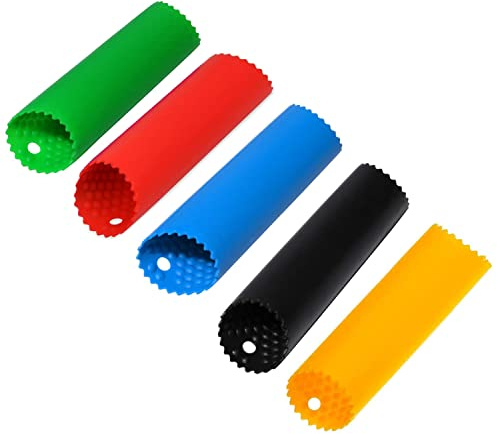 5 Pcs Skin Remover Roller Silikon-Knoblauchschäler, Hautentferner-Rolle Knoblauch-Roller-Schälrohr Professionelle Knoblauchpresse Prep Einfach nützliche Küchenhelfer Rot Grün Orange Schwarz Blau