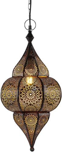 Marrakesch Plafonnier indien oriental Lunar Noir 40cm E27 Douille | Plafonnier Lustre de Salon marocain oriental | Lanterne électrique indienne Vintage design décoration de maison orientale arabe