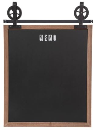 Atmosphera - Tableau Ardoise Mural Pouli Noir et Bois, 55 x 68 cm - pour Cuisine, Bureau, Entrée