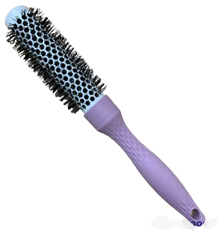 CS Beauty Eco Friendly Straw Ceramic Radial Round Hair Brush - Styling & Volumising Hair Tool With Nylon Bristle & Vented, Ceramic Barrel (Lilac)