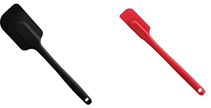 MASTRAD - Spatule - Maryse - Pâtisserie Desserts Nappage - Unibloc - En Silicone - Ne Raye Pas Les Casseroles - Noire & F10315 Demi-Spatule - Maryse - Pâtisserie Desserts Nappage - Unibloc - Rouge