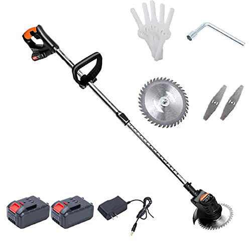 Tagliaerba a batteria, tosaerba elettrico portatile 24v con 3 lame di stile 2 batterie 1 caricatore lunghezza regolabile angolo della testa della macchina diserbo per taglio di arbusti da giardino