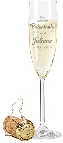 Leonardo - Bicchiere da spumante con incisione – Il più cool brevetto – Personalizzato con nome – Regalo per il miglior brevetto – Adatto per champagne e spumante – Regali per lui e per lei – Colore:
