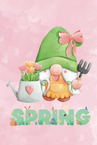 Spring Gnome Journal Notebook Diary - 120 Blank Lined Pages - 6 x 9 - Matte Cover