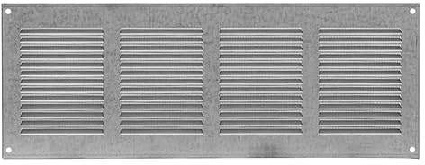 400x150mm Ventilationsgaller i Galvaniserat Stål med Myggskydd - Metallgaller för Ventilation