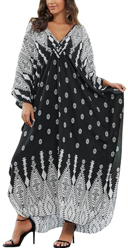 L-Peach Femmes Vêtements de Détente Homewear Maxi Kaftan Robe de Plage Cover Ups Pareos