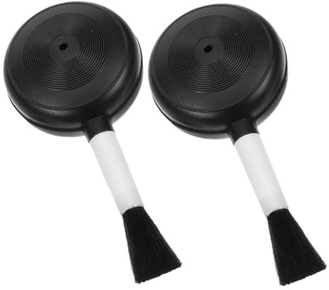 2 Stück Staubgebläse mit Weicher Bürste für Kameras | Kunststoff, Schwarz, für Geräte und Computer, Leichte Anwendung, Sanfte Reinigung Unterwegs