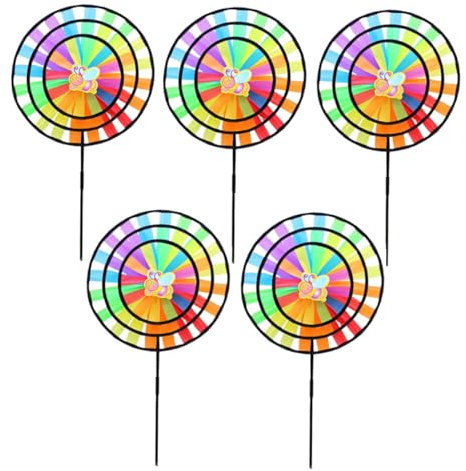 Milisten 5stücke Bunte Windräder Aus Spaßige Garten-Dekoration Für Junge Mädchen Und Outdoor-Events Für Partys Gärten Und Freizeitaktivitäten