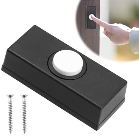 Wired Bell Push Button, Universal Black Wired Doorbell Button with 2Pcs Screws Wall Mounted Non-Illuminated Weatherproof Plastic Button Fit Most Door Bell Chimes for Home Garage Warehouse (55x24x14mm)