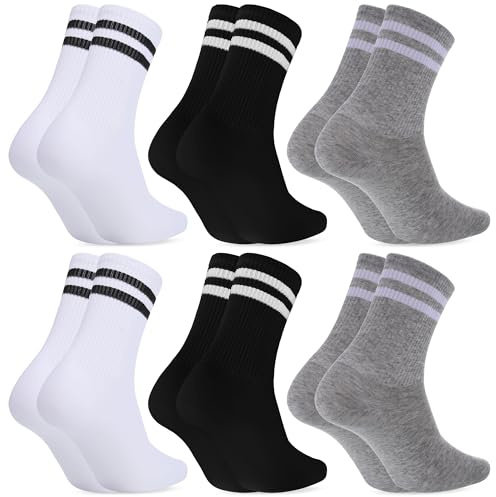 6-Paia Calzini Donna Sportivi in Cotone Traspirante - Eleganti Bianchi Alti per Running e Tennis