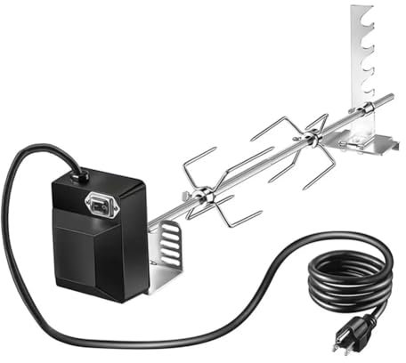 Uxsjakjsd Portable Electric Grill - Deluxe Motorized Gas Grill with Rotisserie Spit, BBQ Tools & Supplies Set for Home