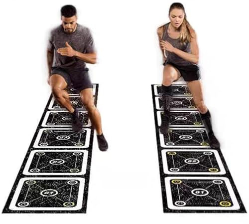 HUAGHEE Rubber Agility Ladder 15 Ft Non-Slip Speed Agility Training Ladder for Soccer Footwork Training，Flat Agility Ladder for Children's Physical Training Equipment (15 ft)