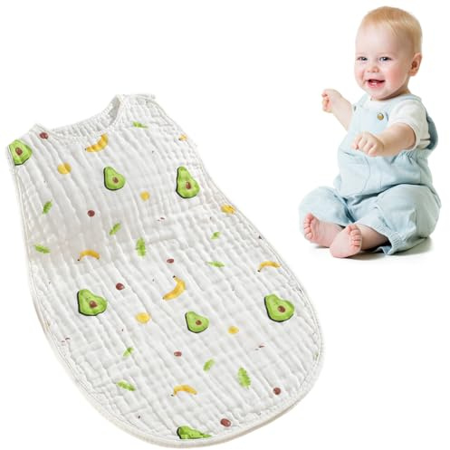 ZILZUFA Baby Sommerschlafsack 0.5 Tog, 100% Baumwolle, Schlafsack Baby Sommer für Jungen und Mädchen, Kinderschlafsack 0-2 Jahre, Schlafsack Sommer Baby, Weiß, 80 cm x 44 cm