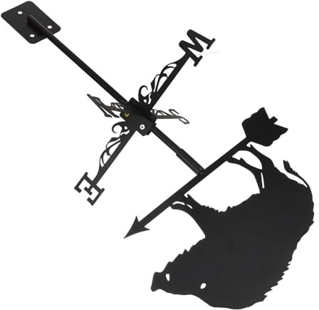 Abaodam Girouette Décorative en Fer Forgé Sanglier pour Jardin et Ferme, Indicateur de Vent Robuste à Insérer au Sol, Résistance aux Intempéries, Ornement Extérieur Solide et Fonctionnel