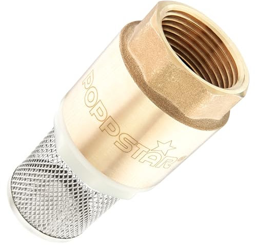 Poppstar Valvola di fondo con valvola di non ritorno in ottone da 1, cestello di aspirazione in acciaio inox