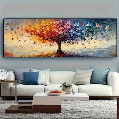ZHAOLIN Stampa artistica su tela di grandi dimensioni Albero della vita e poster Decorazione murale moderna geometrica astratta per soggiorno camera da letto 65x195cm Senza cornice