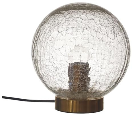 AltoBuy Lampe à Poser Boule en Verre Ciselé Socle Doré Ø20cm - GINA
