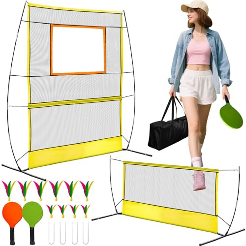 Sport-Set – Für drinnen & draußen, ähnlich wie Badminton, Tischtennis, Tennis und Pickleball, Spaßspiele mit Schlägern für Garten, Park und Strand, mit tragbarer Tragetasche