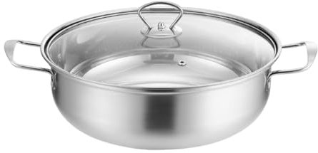 Amagogo Pentola Spessa in Acciaio Inox con Coperchio e Manici, Ideale per Cucinare zuppe e Piatti Vari, 30 Cm
