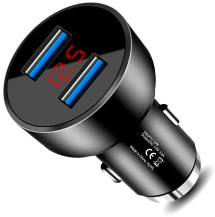 Presa di ricarica rapida per auto doppia testa adattatore di ricarica USB con schermo digitale per moto da 12 V/24 V