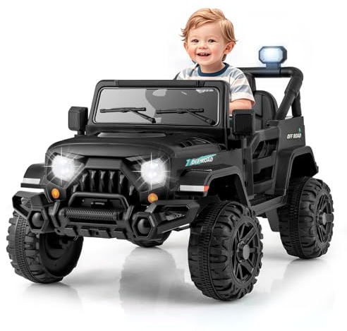 RELAX4LIFE Macchina Elettrica 12V, con Telecomando, con 3 Velocità, Clacson, Veicolo Elettrico per Bambini da 3 a 8 Anni (NERO)