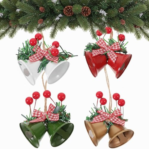 Weihnachten Weihnachtsglocken Weihnachtsbaumglocken Weihnachtskugeln Deko: 4 StüCk Rot Metall Mit Kleiner Schleife Zum Basteln FüR Feiertags-Partygeschenke Und Dekorationen