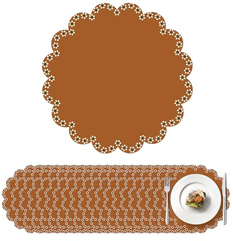 Whemyreat 100 Pezzi Tovagliette Monouso in Carta Terracotta, 35 cm Tovagliette Rotonde Messicane per Cena, Set da Tavolo in Carta, per Casa, Cucina, Sala da Pranzo, Decorazione da Tavolo per la Casa