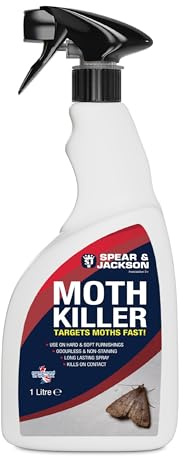 Spear & Jackson Moth Killer, 1 Litre Spray, Multi-Insect Control, Odourless, Non-Staining