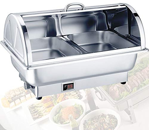 Scaldavivande elettrico, 9 l, in acciaio inox, scaldavivande per feste e buffet, temperatura regolabile 35-85°C