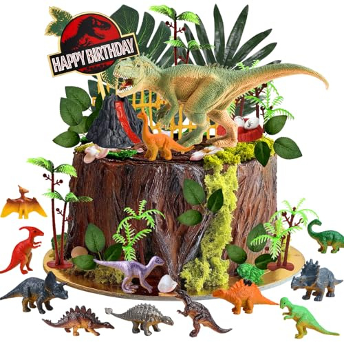 Juego de 37 decoraciones para tartas, diseño de dinosaurios, decoración de tartas, decoración de dinosaurios, decoración para tartas, decoración para niños, cumpleaños, fiestas en miniatura