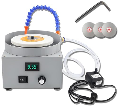 Nassschleifmaschine, Elektrisches Messerschärfgerät, Mit 3 Diamantschleifscheiben, Drehzahl 0-2000 U/min, Einstellbare Wasserdurchflussgeschwindigkeit, Zum Schleifen Von Metall, Jade Und Glas