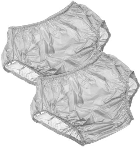 ROMISBABA Pañales Reutilizables para Adultos 2 Unidades, Pantalones para Incontinencia Lavables de Tela Pe, Protección contra Fugas, Talla L Gris, Cuidado para Personas Mayores y Movilidad