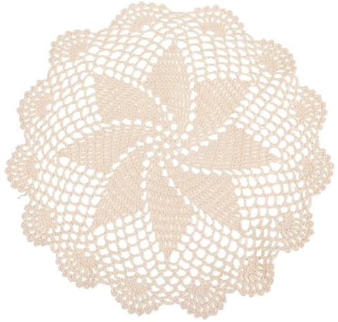 MAGICLULU Set de Table Crochet en Coton Fait Main, Napperon Décoratif et Confortable Style Ferme Moderne pour Décoration de Table Ronde