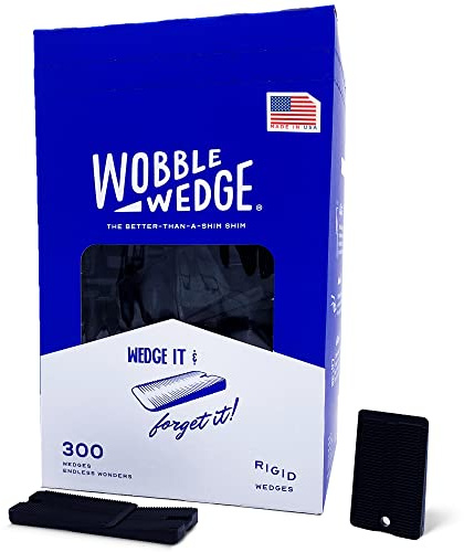 Wobble Wedges Rigid Plastic Shims, 300 Pack - Made in USA - Multi-Purpose Shim Wedges for Home Improvement & Work - Plastic Wedge for Table, Toilet, Furniture Levelers, & Leveling Feet - Black