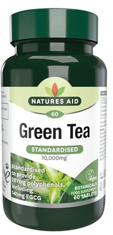 Natures Aid Green Tea 10,000mg – High Strength Natural Supplement – Supports Energy, Metabolism & Weight Management – Antioxidant – Vegan, Gluten Free, Non-GMO – 60 Tablets