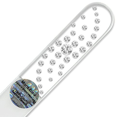 Glasnagelfeile von Hand dekoriert mit Swarovski Elements, geliefert in einer Hülle aus schwarzem Samt - Echtem gehärteten Glas aus Tschechien