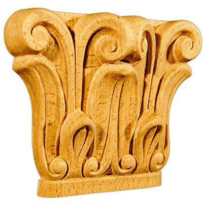 Déco Parisienne Chapiteau corinthien sculpté 132x115 Console à Volute en Bois Massif KA675/B