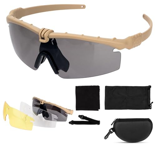 ToopMount Gafas de deporte Gafas de protección antiniebla, gafas de protección, gafas de conducción Gafas de seguridad anti-UV400 para ciclismo, senderismo y tiro (Tan)