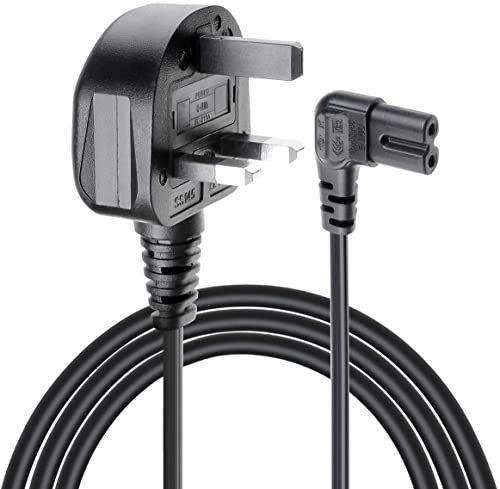 3M Power Cable UK 3PIN Plug to Right Angled 90 Degree IEC C7 Figure 8 Cord COMPATIBLE WITH Samsung Philips Toshiba LG Sony Sharp LED Flat TV PS3 PS4 Printer Sky box, Sky Plus+ HD Box