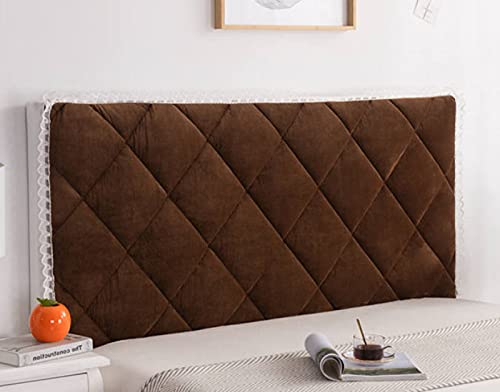 SetSailW Kopfteilbezug Bett Hussen 140/160/180/200 Bett Kopfteil Bezug Samt Elastische All-Inclusive Boxspringbett Bettkopfbedeckung Verdickte,Brown-200cm