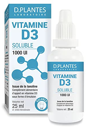 D.PLANTES - Vitamine D3 1000 UI - Complément Alimentaire - Immunité, Ossature Normale - Boost en Vit. D - Formule Soluble (25 ml)