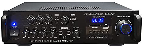 2000w Bluetooth5.0 Home Theater Stereo Audio Amplifier 5ch Car Amplifier Aux Usb Fm Sd, 2 Microphone Inputs with Echo, RCA, Speaker-suitable for Studio and Home Use