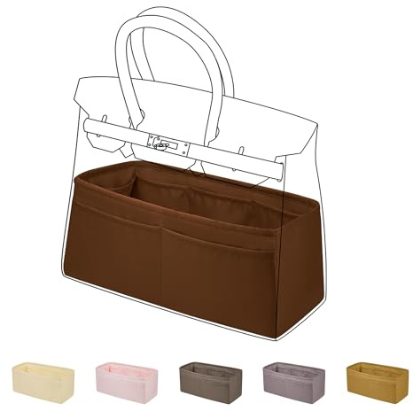 DGAZ Satin Handtaschen Organizer für Birkin 30, Tasche in Tasche, Gold | Luxuriöse Satin-Innentasche, Perfekte Passform, Sanfter Schutz, Leicht