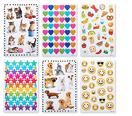 American Greetings Stickers for Kids, Assorted Shapes, Animals and Smiley Faces (599 Stickers)
