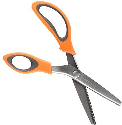 JubileeYarn Professionelle Zackenschere – 24,1 cm gezackter Edelstahl – Orange & Grau – 1 Paar
