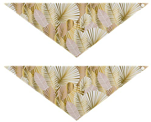 2 Stück Hundehalstücher Haustier Bandana Schal Druckknopf Dreieck Lätzchen Halstuch Set Haustier Urlaub Zubehör Dekor für kleine bis große Welpen Hunde Katzen kleine goldene helle Rose abstrakte