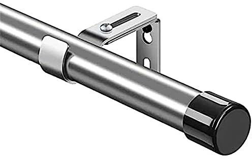 Bastone per Tenda, 76-365 cm Aste per Tende per Finestra con Manopole a Cappuccio con Staffe, Bastone per Tende Regolabile Set di Ferramenta in Acciaio Inossidabile Finestra Camera/Manica Argentata