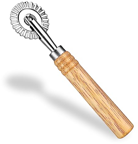 WLLHYF Nudelschneiderrad, Pizzaschneiderrad mit kurzem Holzgriff, Rad, Ravioli-Schneidrad mit Rolle, Nudelherstellungsschneider aus Legierung für die Heimküche (1, Style A)